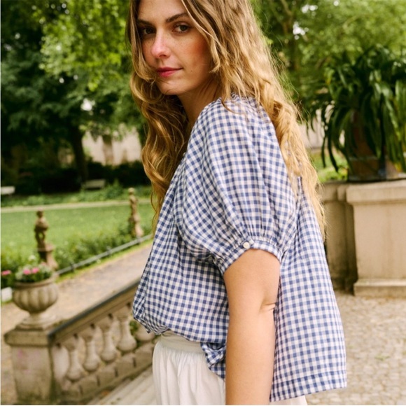 Doen June Top in Blue Gingham - Picture 3 of 8